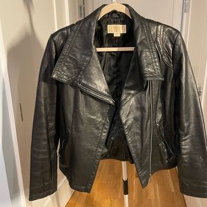 Michael Kors leather motorcycle jacket size Large